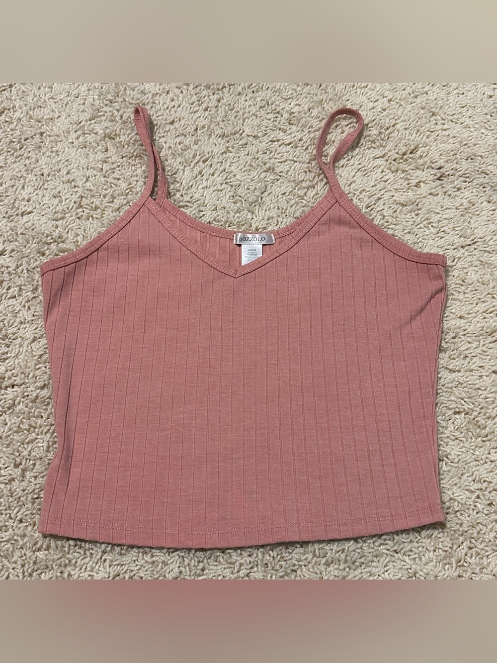 Bozzolo Pink Ribbed V-Neck Cami